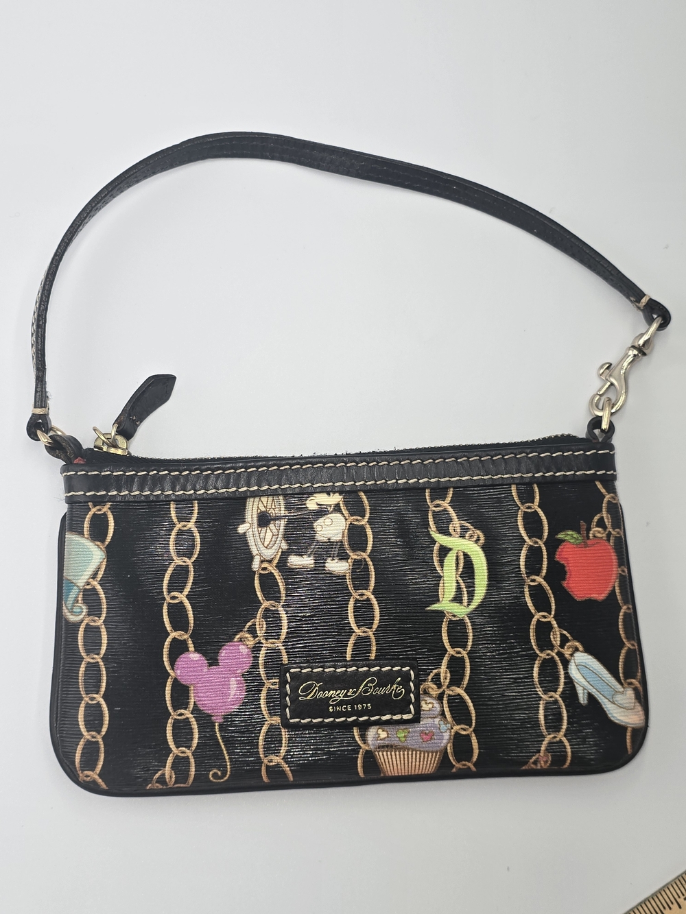 DOONEY & BOURKE DISNEY Black Coated Canvas Wristlet Pouch Small Purse *read*